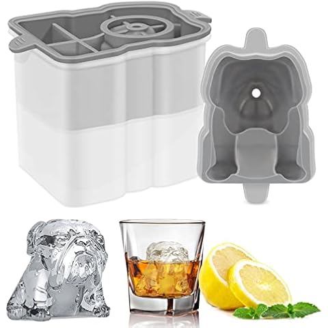 Ice Mold Bulldog Ice Cube Trays Silicone Ice Mold Tray for Whiskey, Cocktails, Beverages, Iced Tea & Coffee Spirits Liquor Cocktails Soda Ice Trays for Freezer, BPA Free Ice Ball Maker Mold Cover