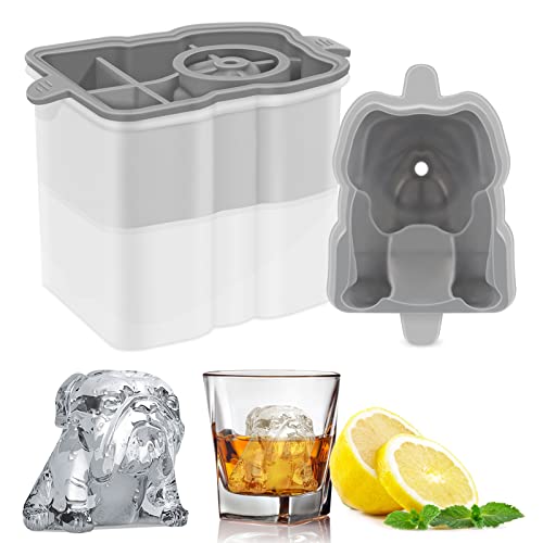 Moule à glaçons en silicone en forme de bouledogue - Pour whisky, cocktails, boissons, thé glacé et café, spiritueux, cocktails, boissons gazeuses - Sans BPA Cover
