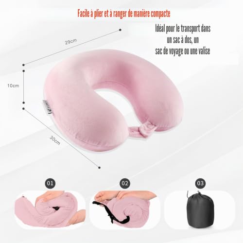 Coussin De Voyage Avion : Egret Coussin de nuque en mousse à mémoire de forme pour les voyages ... – Image 4