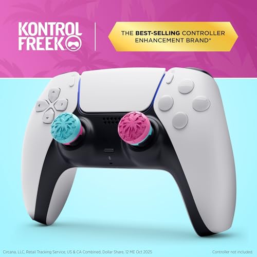 Image of KontrolFreek Performance Thumbsticks - Heist Edition - For Playstation 5 (PS5) and Playstation 4 (PS4) Controller - Blue /Pink