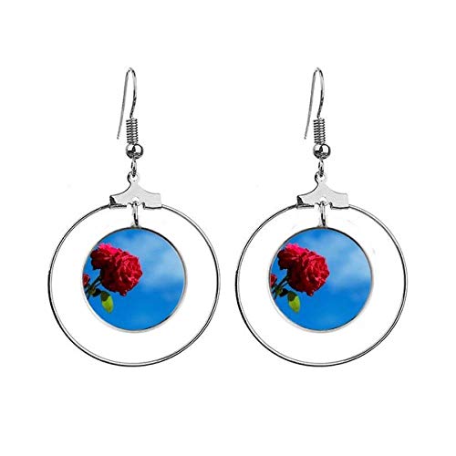 Créoles roses et feuilles bleu ciel le cadeau poétique idéal pour elle
