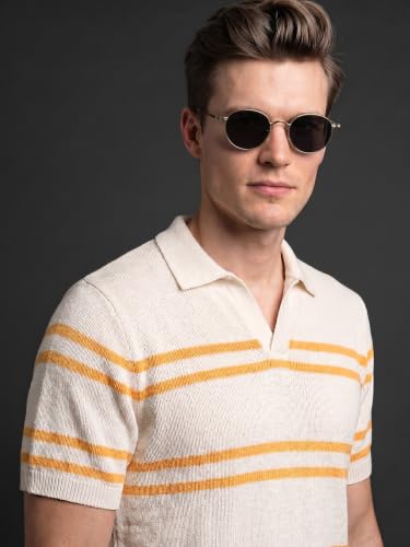 Image of Veirdo Men's Flatknit Printed Half Sleeve Polo T-Shirt with Collared Neck, Regular Fit, Casual Style for Office, Travel, (Sizes S to 2XL)