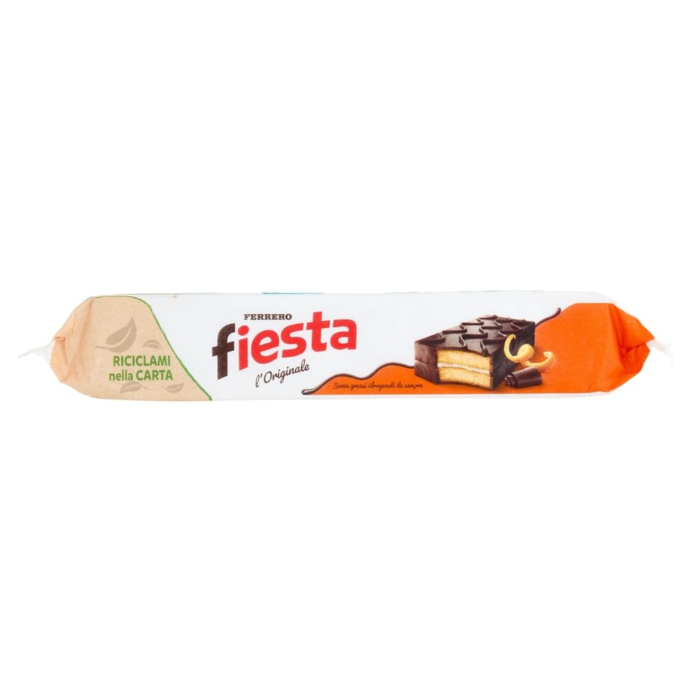 Ferrero Fiesta Snack Kuchen Biskuitkuchen-Snacks schokolade Kakao und Orangengeschmack, 8 x 360g Jede Packung enthält 10 Snacks + Beni Culinari Kostenloser Schlüsselanhänger