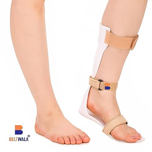 Image of AFO Foot Drop Splint | Ankle & Foot Support Brace for Common Peroneal Nerve Palsy, Hemiplegia & Neurological Conditions | Polypropylene with Velcro Closure (Right, Medium, Size 7-8)