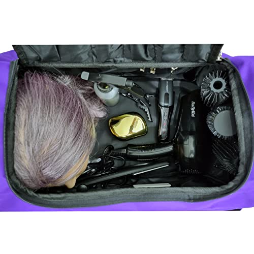 Grand sac de salon violet avec compartiments pour kit de barbier mobile - 6
