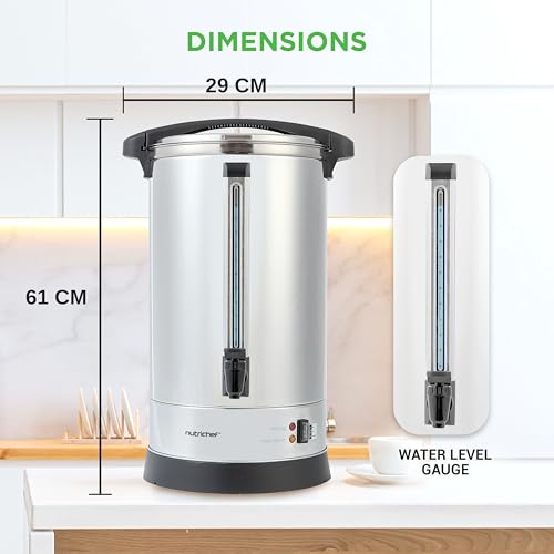 NutriChef Water Boiler and Hot Water Dispenser, 19L Electric Beverage Dispenser with Safety Lock Lid, Non-Drip Tap, Warm Function, Food Grade Stainless Steel, Home & Commercial Use, 19"x9"x9", Silver by Nutrichef - Image 7