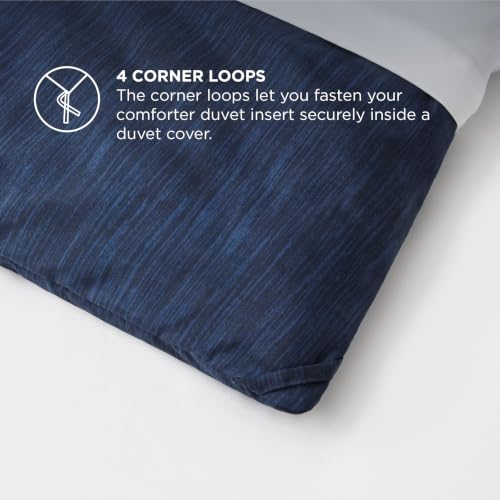 Image of Bedsure Oversized Queen Comforter Set - Navy Soft Bedding for All Seasons, Cationic Dyed Bed Set, 3 Pieces, 1 Oversized Queen Size Comforter (98 inchx98 inch) and 2 Pillow Shams (20 inchx26 inch+2 inch)
