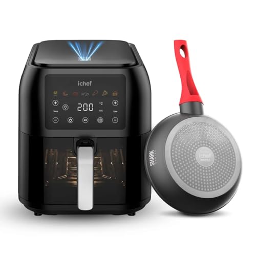 POLISHOP Fritadeira Elétrica Airfryer Max Space 8L e Panelas Ichef Home Sauté Grand e Sauté Petit Vermelha 20cm (110 Volts)