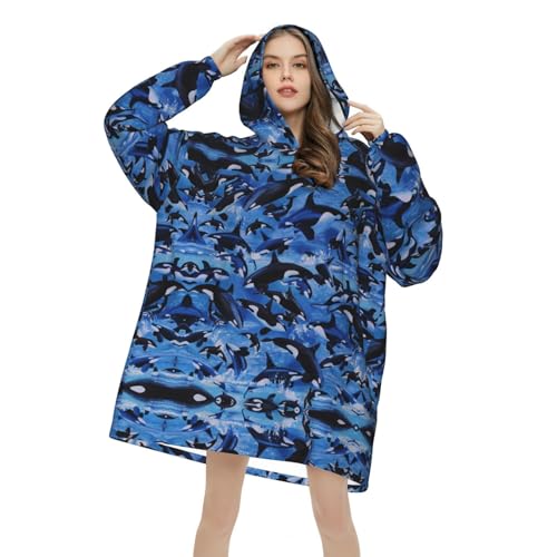 Couverture à capuche oversize orque pour cocooning et soirées d'hiver