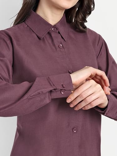 Image of FNOCKS Women's Full Sleeve Shirt Cotton Blend Tunic Top Office Wear