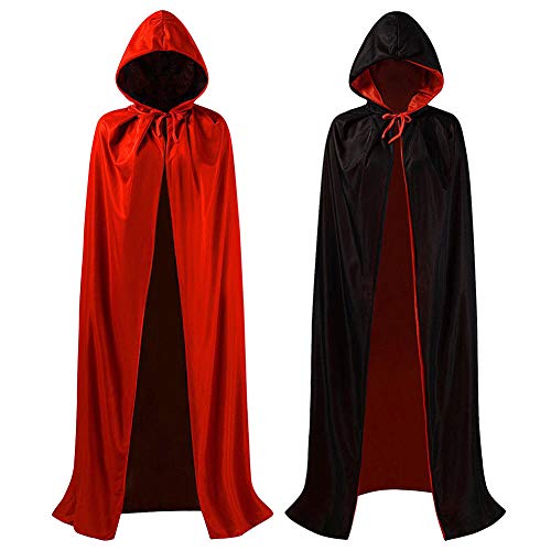 QOXEZY Lot de 2 capes à capuche pour Halloween Noir et rouge Cover