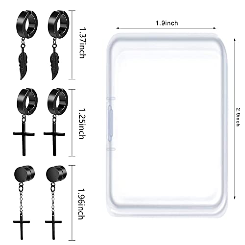 Onesing 12 Pairs Black Magnetic Earrings For Men Clip On Earrings For Men Fake Earrings Mens Earrings Hoop Dangle Earrings Black Earrings For Men Women Fake Piercing Non-Piercing Earrings Set #TOP2