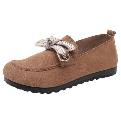 Damslip-on loafers skor eleganta halvskor komfort läder körskor snygg mockasin platta bekväma fritidsskor snygga och hållbara enkla skor mångsidiga vardagsskor, kaffe, 39 EU