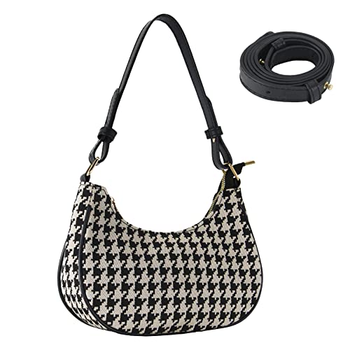 Image of Shoulder Bag for Women Crossbody Purse Hobo Bag Winter Retro Houndstooth tote with Zipper Closure (Hobo)
