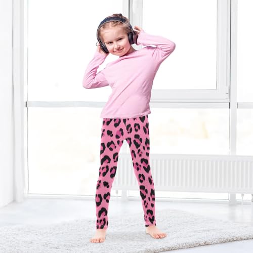 ALAZA Girls' Leggings Children's Yoga Pants Skinny Printed Dance Rose Leopard Cheetah Comfortable 4T3