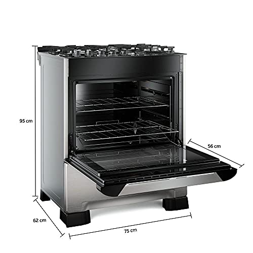 Fogão 5 Bocas Mueller Decorato Vetro Inox Bivolt com Mesa de Vidro