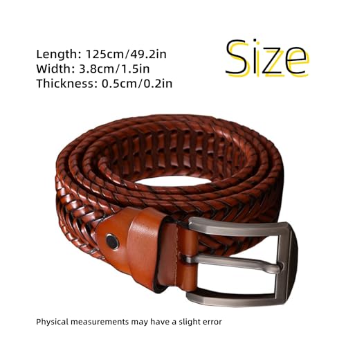 Men's Casual Leather Belt,Braided Belt, Women Leather Belt Vintage Genuine Leather with Metal Pin Buckle Unisex3