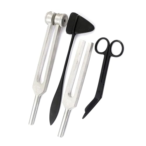 Precise Canada: Tactical Black - Set Of 4 Pcs Reflex Taylor Hammer Mallet Tuning Fork C 128 512 Hz Bandage Scissors 5.5