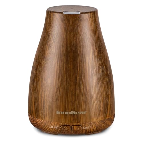 InnoGear Essential Oil Diffuser, Ultrasonic Diffusers for Home Aromatherapy Humidifier for Bedroom Room 7 Colors LED 2 Mist Mode Auto Off, Bronze