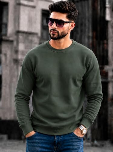 Image of Mack Jonney Men's Solid Winter Sweatshirt|Soft Fleece Fabric Full Sleeve Round Neck Sweatshirt|Stylish Casual Wear for Men-mj-281