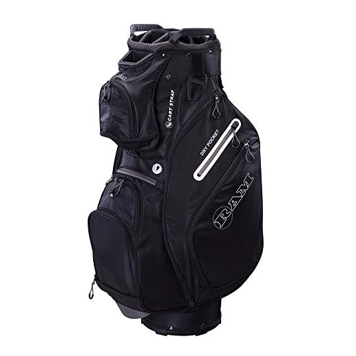 Ram Golf FX Deluxe Golf Cart Bag with 14 Way Full Length Dividers Black/Grey