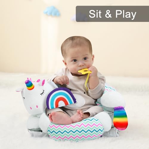 Image of Lovvie & Joy 2-in-1 Tummy Time Mat & Seated Support Pillow,Baby Tummy Time Pillow Support for Newborns and Older Babies,with Detachable Support Pillow and Toys