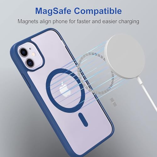Image of amazon basics Mag-Safe Case Compatible for iPhone 14 Pro Cover | Transparent Ultra Hybrid Drop and Camera Protection Back Cover Case Compatible for iPhone 14 Pro (Blue)