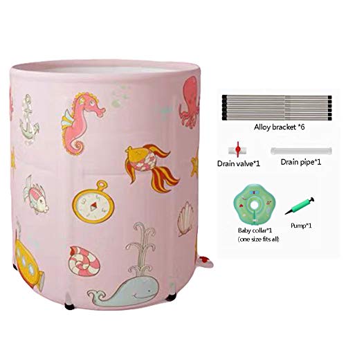 QWER-TYU Adjustable Household Adult Children's Bathtub, Multi-Function Insulation Thickening and Increase Folding Portable Easy Storage Bath Barrel,Pinkdoublelayer,8080CM QWER-TYU Adjustable Household Adult Children's Bathtub, Multi-Function Insulation Thickening and Increase Folding Portable Easy Storage Bath Barrel,Pinkdoublelayer,8080CM