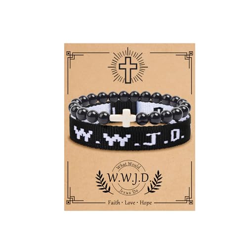 COLOYAN WWJD Bracelet Christian Cross Bracelets for Women Men Jesus Bracelets Faith Religious Easter Christian Jewelry