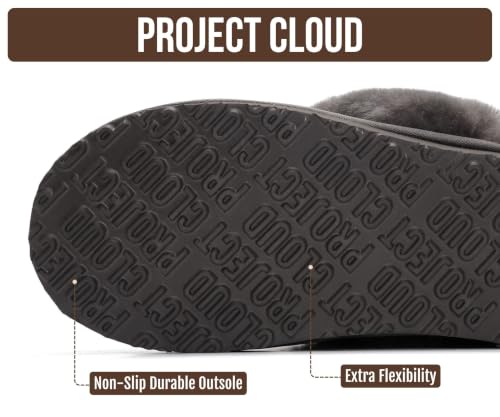 Image of Project Cloud Genuine Leather Slippers for Women with Genuine Fur Lining, Non-Slip Indoor /Outdoor Clog Mule Slippers, Memory Foam Insole