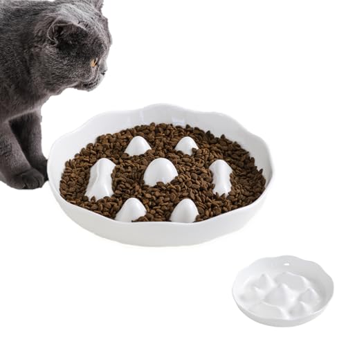 WHITE PET 陶器製早食い防止皿 ペット用食器 ペットボウル 犬 小型犬 猫 陶器 お皿 早食い 吐き戻し ダイエット 肥満 皿 餌皿 フードボウル 給餌器 ペット早食い防止