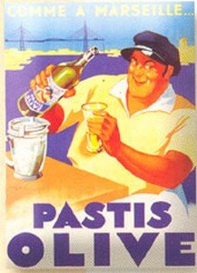 Affiches 50X70cm PUB Retro Pastis Olive DE Marseille