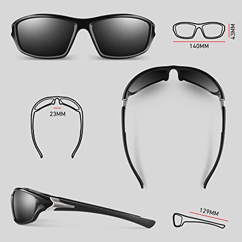 Image of WEAROYO Polarized Sports Sunglasses for Men Women,Fishing Driving Rectangular Goggles UV400 Protection
