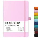 Ruled Notebook/Journal - Classic Lined Journal/Notebook, Hardcover with Thick Paper, 5.7' x 8.4', Banded + Pen Holder +Inner Pocket - Pink