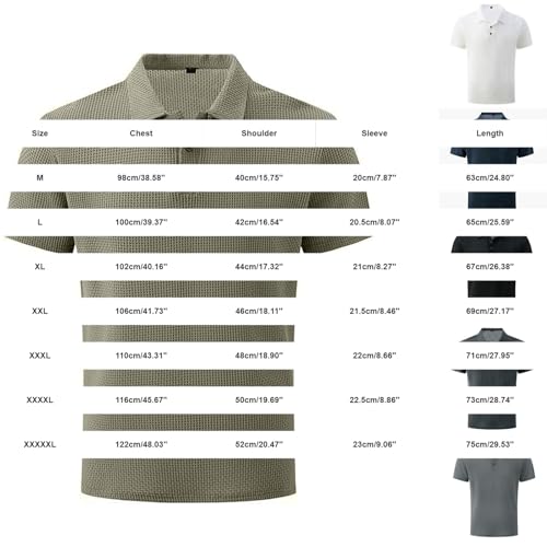 Camisetas Polo Breeze para Hombre, Manga Corta, Cuello de Botones, Texturizada, Elástica, Secado Rápido, para Golf y Uso Casual, Frescas miniatura 6