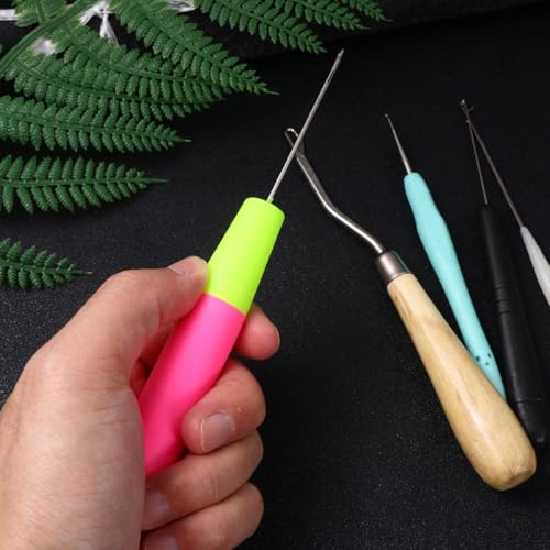 Kit de agujas de ganchillo de metal RUNROTOO para tejer cabello profesional 3