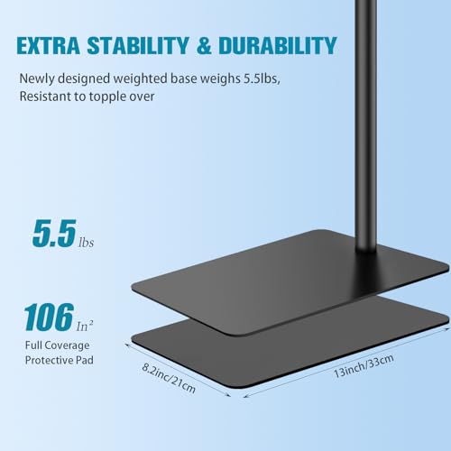 BILIONE Microphone Stand with Weighted Base, Mic Floor Stand Boom Arm with Mic Accessory Tray, Microphone Clip Holder, 3/8\" to 5/8\" Screw Adapter, Cable Ties - Thumbnail 3