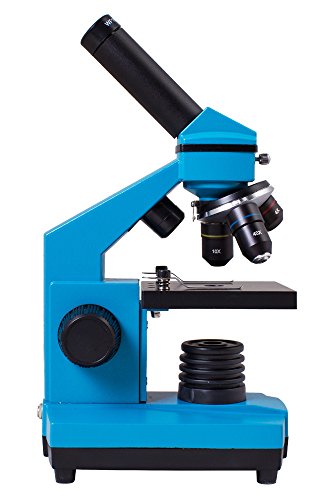 Levenhuk Rainbow 2L Plus Azure Metal Student Microscope (64-640x) with Experiment Kit for Indoor and Outdoor Use