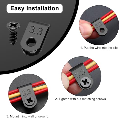 VooGenzek 100 PCS 1/8 Inch U-Type Cable Clips with Screws, Black for Wire Management, Black - 1/8 Inch - U-Type - Image 4
