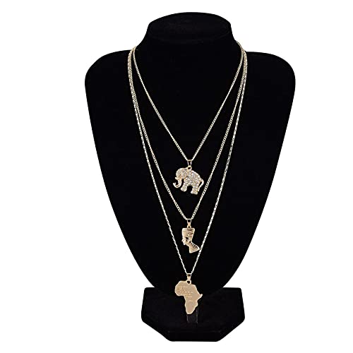 ANYURAN Collier Multicouche, Pendentif éléphant tête Humaine Tendance créative Multi-Bijoux Collier Ras du Cou Cover