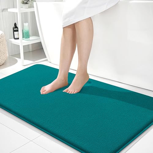 Image of OLANLY Thick Memory Foam Bathroom Runner Rugs 44x24, Extra Soft Absorbent Long Bath Rug, Quick Dry, Non-Slip, Machine Washable Bath Mats for Bathroom, Tub and Shower, Home Decor Accessories, Deep Lake
