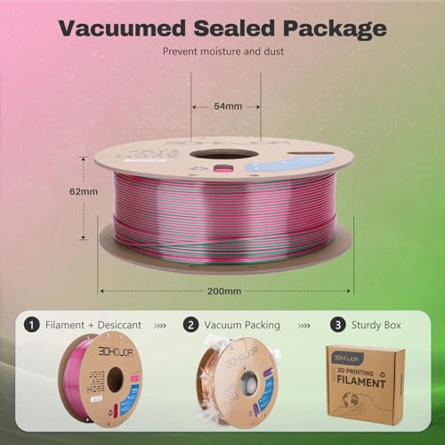 Image of 3DHoJor Silk PLA Filament 1.75mm Dual Color PLA 3D Printer Filament 2 in 1 Coextrusion 1KG Spool(2.2lbs) 3D Printing Filament Dimensional Accuracy + /- 0.03mm Fits for Most FDM 3D Printers-Green Pink