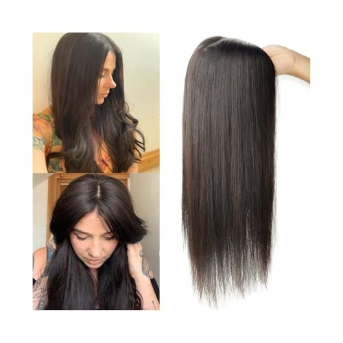 Topper cheveux humains longs raides volumateur base soie pour femme