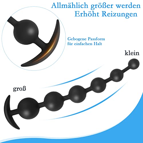 BDSMAGE Silikon Analkugeln Buttplug mit 6 Kugeln, Analplug Analkette mit Anal beads für Männer und Frauen, Extra Lang Anal Dildo Anal Hook Anus Masturbator Sex Toy Sexspielzeug (XL)