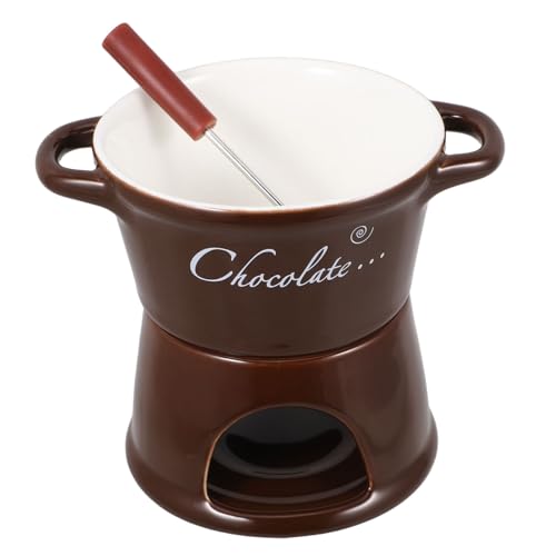 ULTECHNOVO 1pieza Ceramic Chocolate Melting Pot Set De Cerámica para Fondue Olla De Derretir Chocolate Reuniones Tenedores y Base De