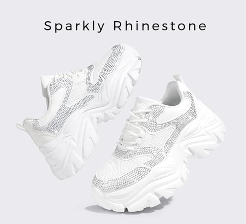 Image of K KIP WOK Chunky Sneakers for Women Fashion Platform White Leather Casual Dad Shoes Comfortable Wedge Walking Sport Sneakers | White Leather Casual Dad Shoes Comfortable Wedge Walking Sport Sneakers
