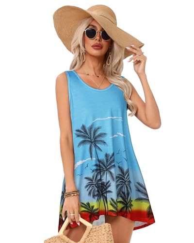 Image of elescat Womens Swimsuit Cover Up Summer Sleeveless T Shirt Beach Dress Tank Bikini Coverups 2026