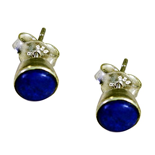 Pendientes de lapislázuli redondos de plata 925 un regalo de joyería fina ideal para mujer