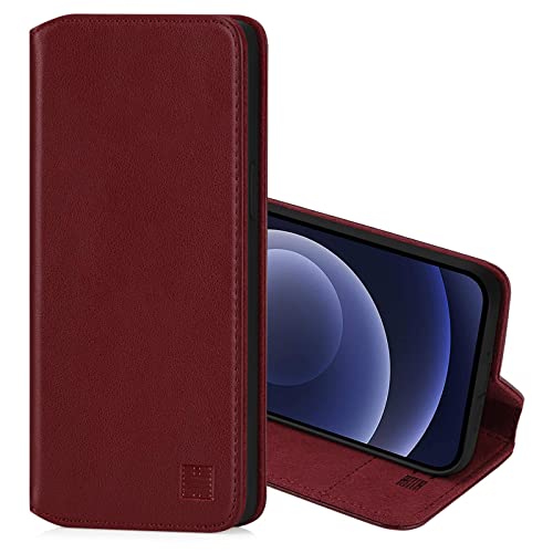 Étui portefeuille iPhone 12 / 12 Pro en cuir avec fentes CB et fermeture magnétique sûre