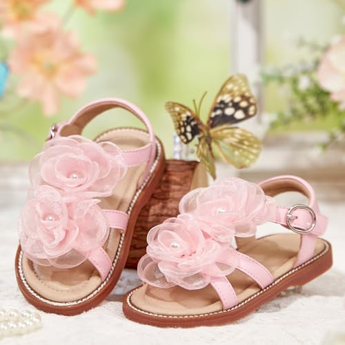 Image of Kiderence Toddler Flower Girl Sandals Open Toe Dress Shoes Wedding Party